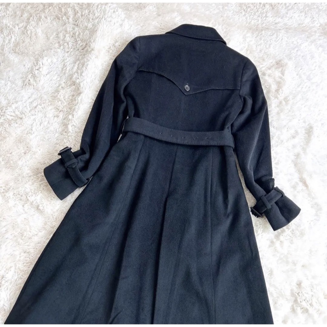 美品 】ANAYI☆カシミヤ100% ロングコ-ト ダブル ベルト 黒 36