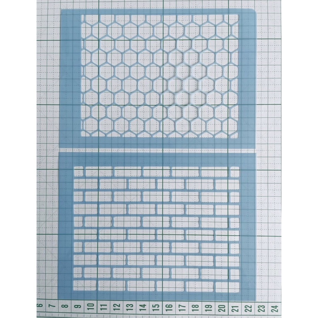ステンシルシート　柄　No.5 ヘキサゴン　レンガ ハンドメイドの素材/材料(型紙/パターン)の商品写真