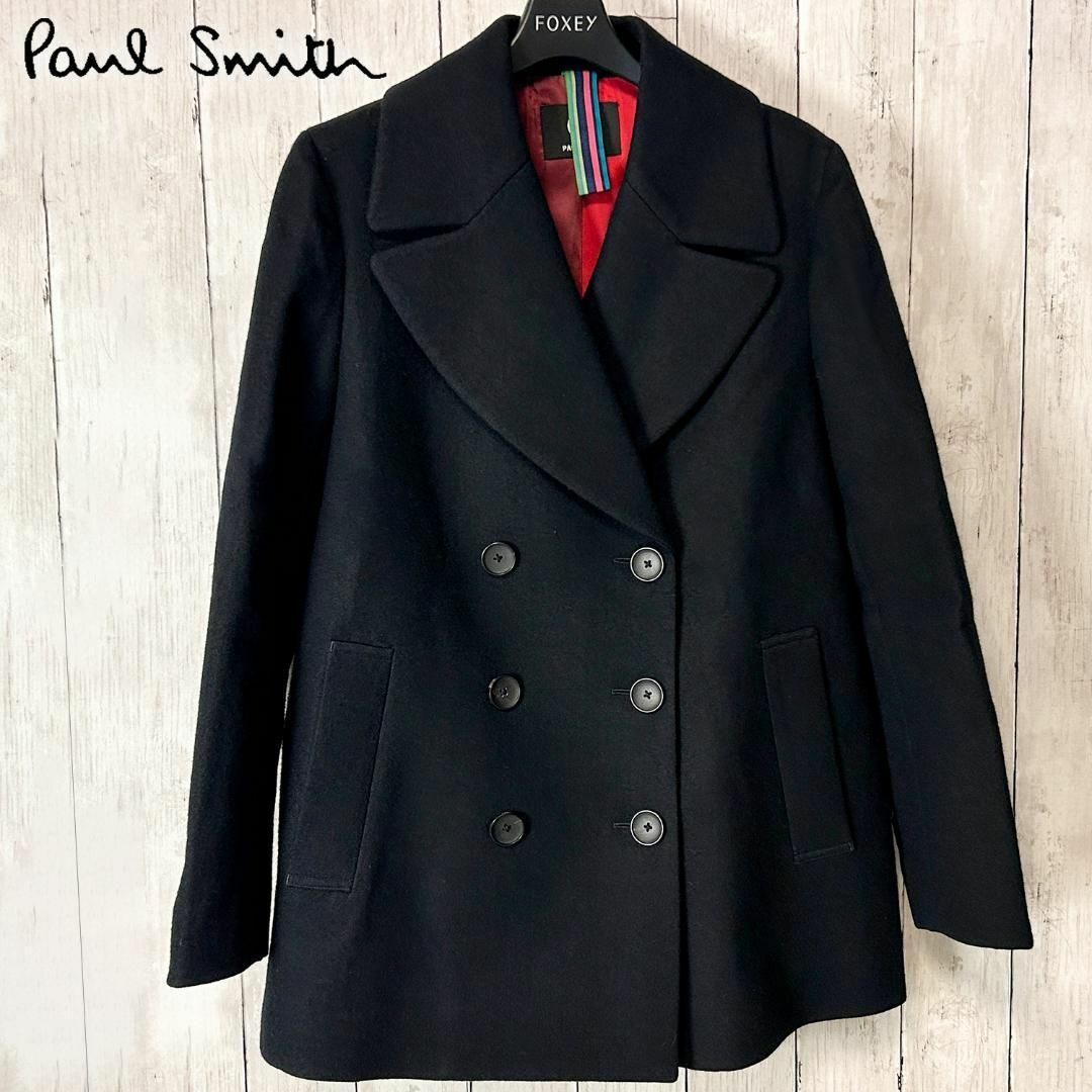 Paul Smith(ポールスミス)の【良品】ポールスミス ウール Pコート　ダークネイビー　40サイズ（L相当） レディースのジャケット/アウター(ピーコート)の商品写真