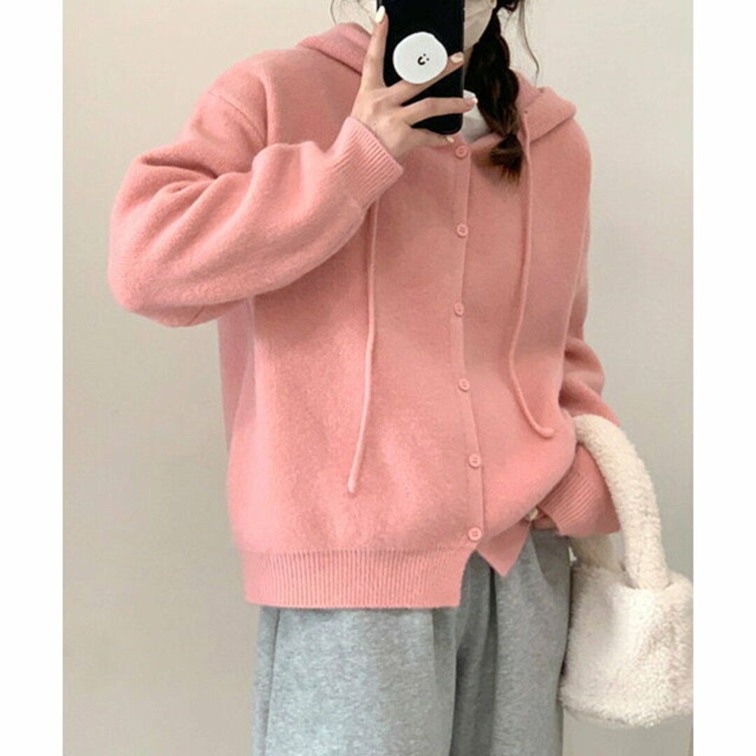 【超美品】ピンク♡ニットパーカー
