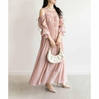 ランダ(RANDA)の【PINK】【23AW】2WAYスリーブギャザーデザインワンピース(ロングワンピース/マキシワンピース)