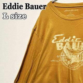 エディーバウアー(Eddie Bauer)のEddie Bauer エディバウアー ロンT 長袖 ビッグロゴ 黄色 海外古着(Tシャツ/カットソー(七分/長袖))