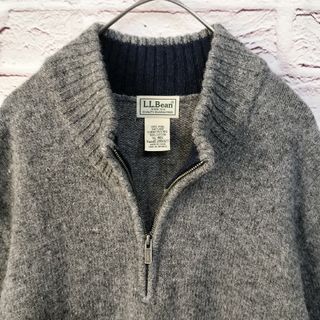 L.L.Bean - 【エルボーパッチ】LLBean ハーフジップ ニット ... LLBean エルエルビーン ビッグシルエット 腕当て付き 太ボーダー エルボー