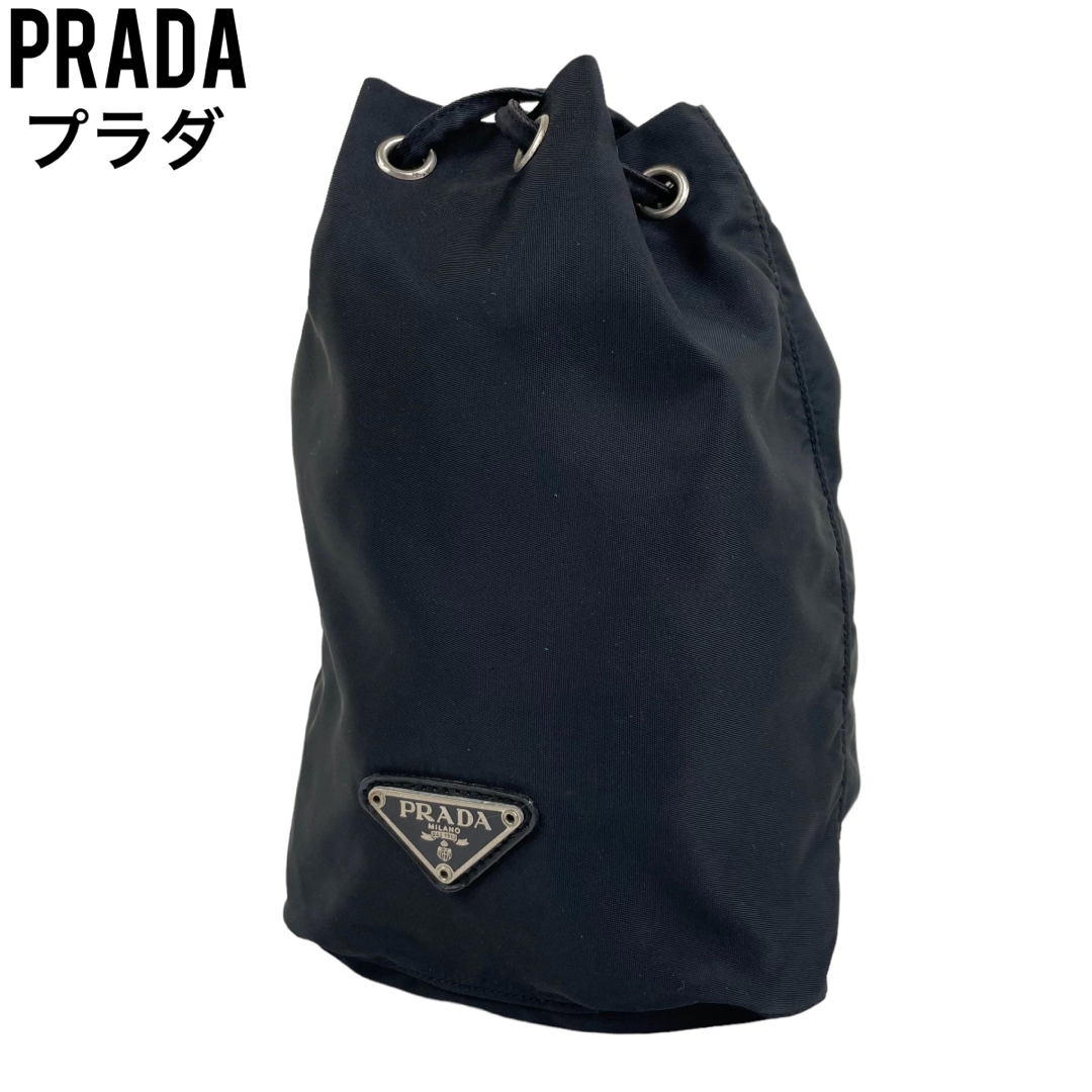 ✨美品✨　PRADA プラダ　ポーチ　小物入れ　ブラック　テスートナイロン　巾着