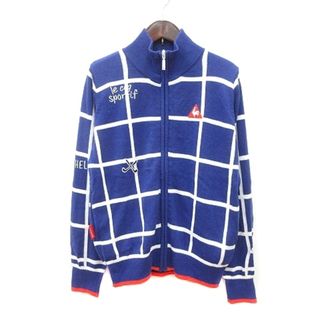 ルコックスポルティフ(le coq sportif)のルコックスポルティフ カーディガン チェック M 青紫 パープル(カーディガン)