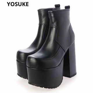 ヨースケ(YOSUKE)のヨースケ★YOSUKE ★厚底ショートブーツ★24cm★ブラック(ブーツ)