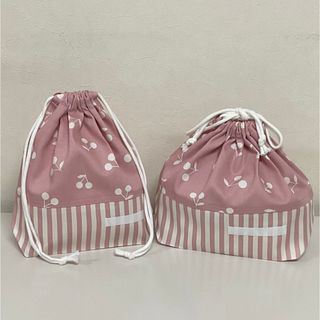 コップ袋とお弁当袋2点セット　　#2147 (外出用品)