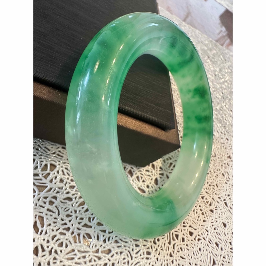 C-193 翡翠バングル 氷種 お守り 開運 腕輪55.5mm-