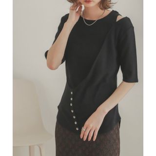 センスオブプレイスバイアーバンリサーチ(SENSE OF PLACE by URBAN RESEARCH)のtシャツ Tシャツ レイヤードボタンディテールトップ トップス(カットソー(長袖/七分))