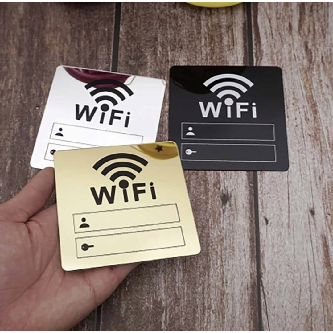 Wi-Fi プレート アクリルミラー 両面テープ おしゃれ ワイファイ wifi ハンドメイドのインテリア/家具(インテリア雑貨)の商品写真