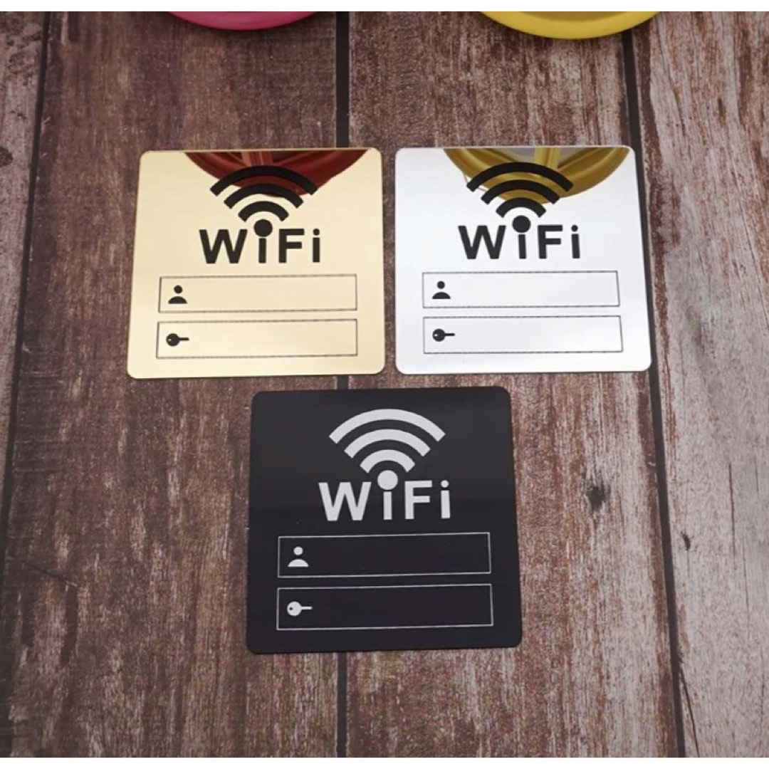 Wi-Fi プレート アクリルミラー 両面テープ おしゃれ ワイファイ wifi ハンドメイドのインテリア/家具(インテリア雑貨)の商品写真