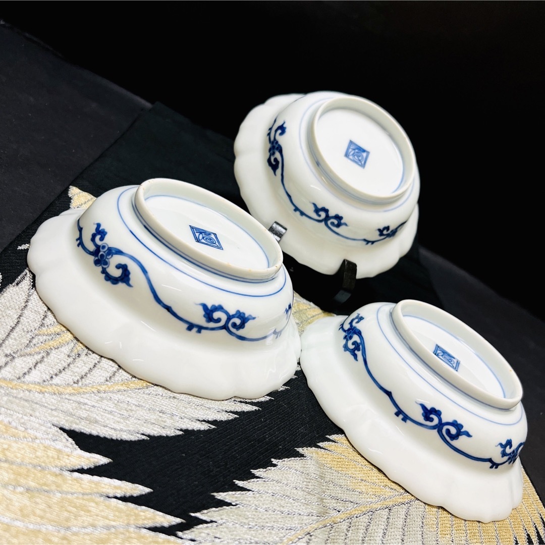 人間国宝 柿右衛門 角福銘『渦福』 染錦松竹梅 深皿 3客 - 食器