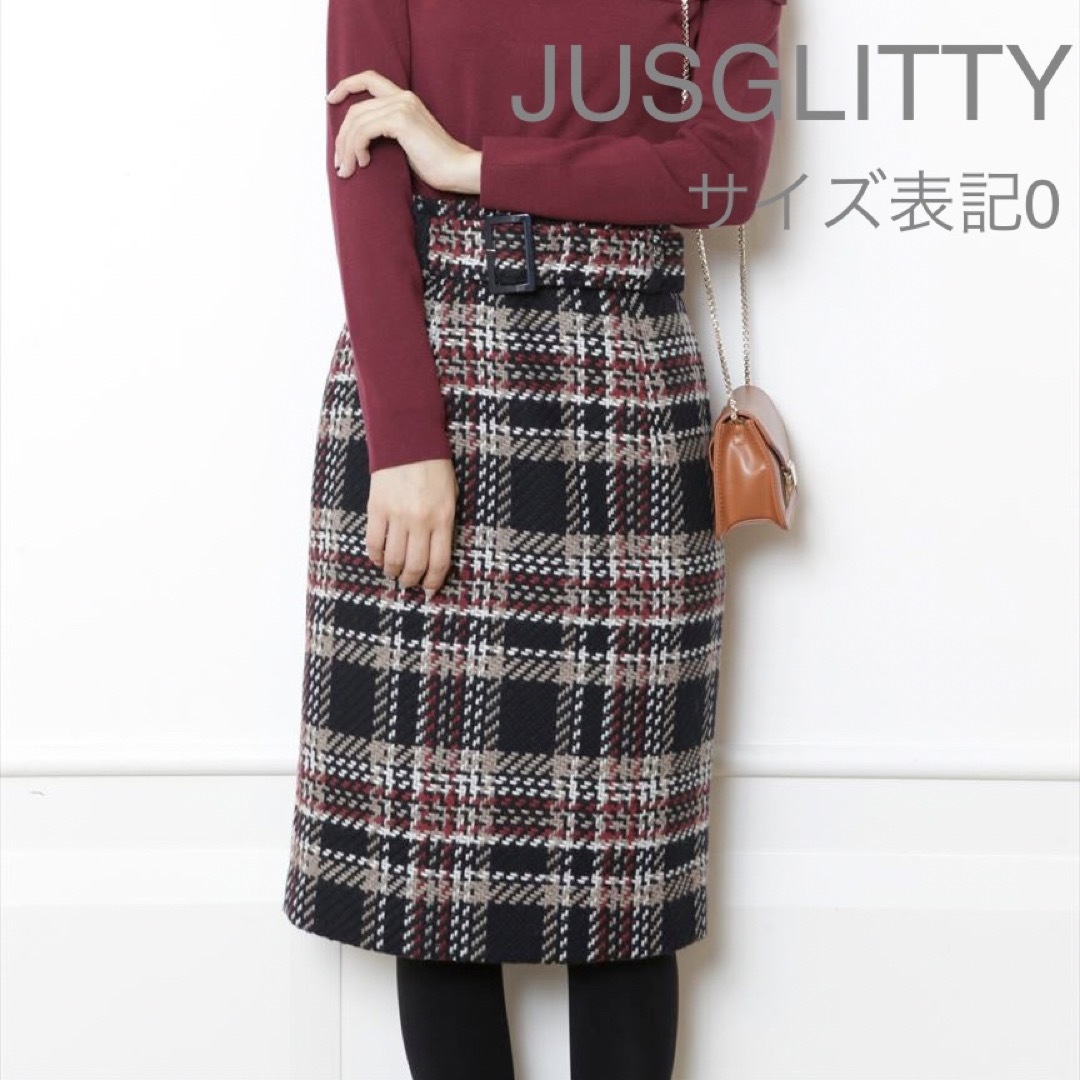 JUSGLITTY(ジャスグリッティー)のJUSGLITTY ロービングチェックタイトスカート　0 レディースのスカート(ひざ丈スカート)の商品写真