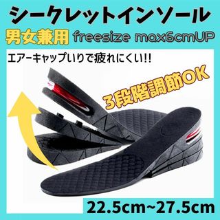 2足セット シークレットインソール ブーツ 中敷き 6cm身長アップ 3段階(その他)