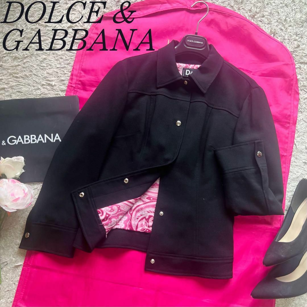 【美品】DOLCE\u0026GABBANA ジャケット ブラック ペイズリー柄 42