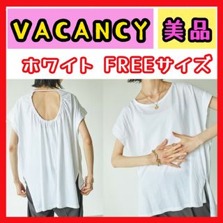 【VACANCY】バックオープンTシャツ バックオープントップス バックオープン(Tシャツ(半袖/袖なし))