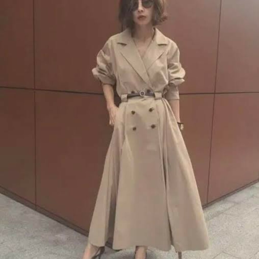 Ameri VINTAGE  LONG COAT LIKE BELT DRESS