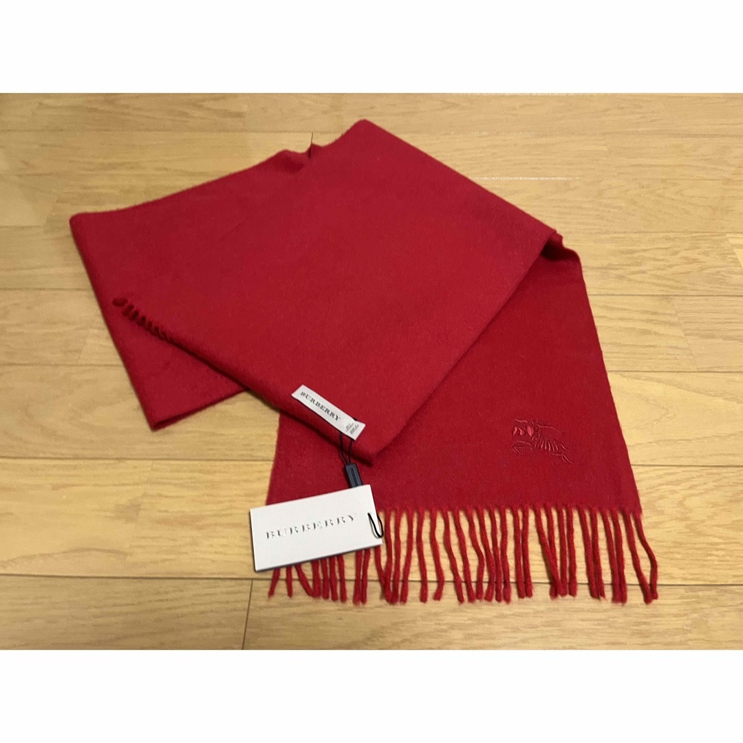 BURBERRY バーバリー マフラー カシミア100% タグ付き未使用品 赤 | フリマアプリ ラクマ