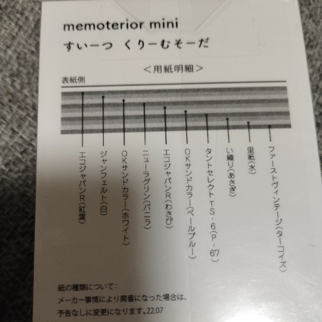 文具女子博  memoterior mini　すいーつ　くりーむそーだ インテリア/住まい/日用品の文房具(ノート/メモ帳/ふせん)の商品写真