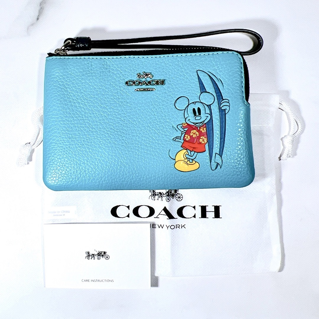 【新品未使用】COACH ディズニー ミッキー サーフ 日本限定 ポーチ 青