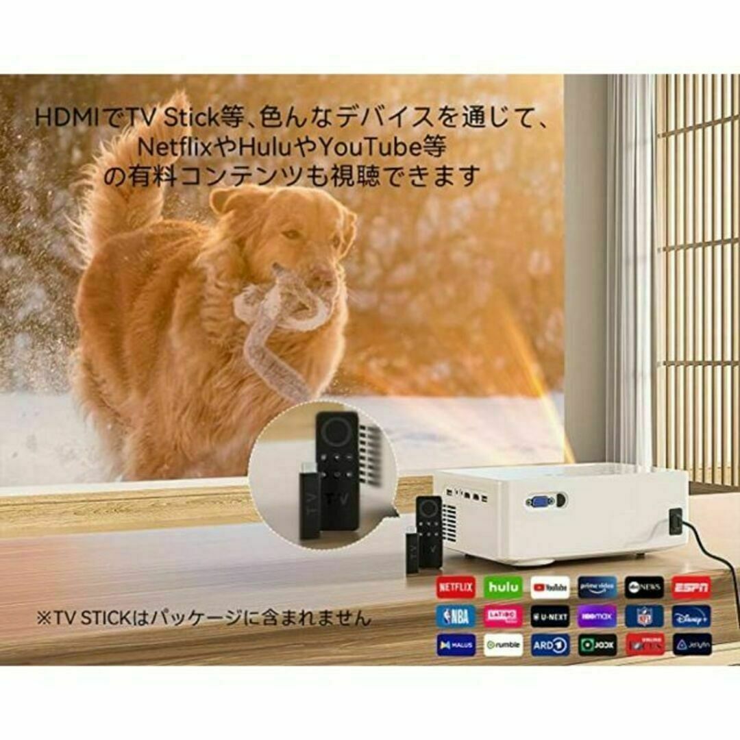 ミニプロジェクター ホワイト白 5GWiFi 1080PフルHD パソコンスマホ