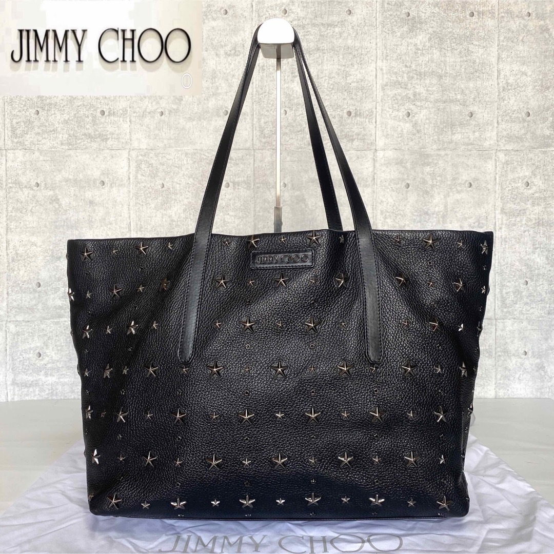 美品】JIMMY CHOO PIMLICO 黒 スタースタッズ トートバッグ-