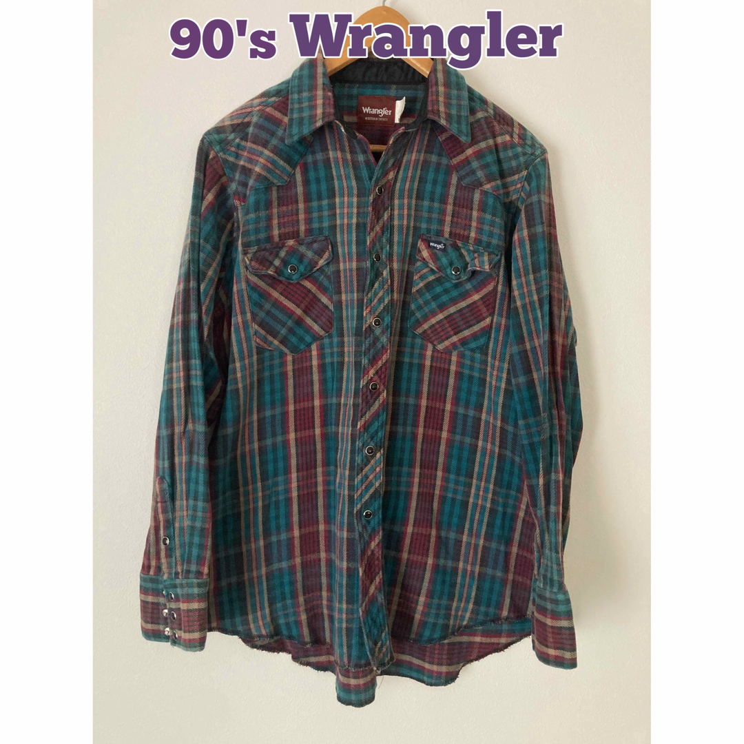 90's 　wrangler ラングラー　ウエスタンシャツ　ネルシャツ