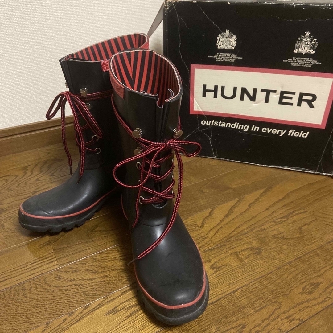 ハンターHUNTER レースアップミドルレインブーツ