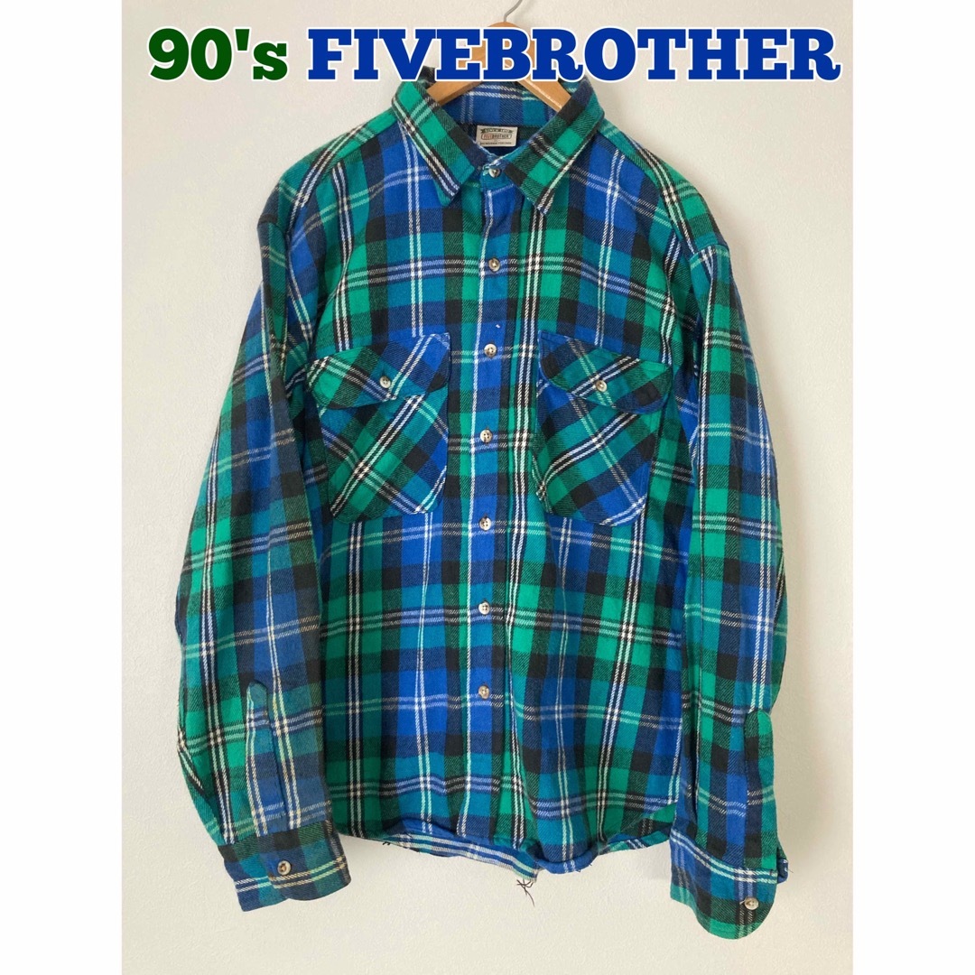 90's 　FIVE BROTHER ネルシャツ　ヘビーネル　チェックシャツFIVEBROTHERの90