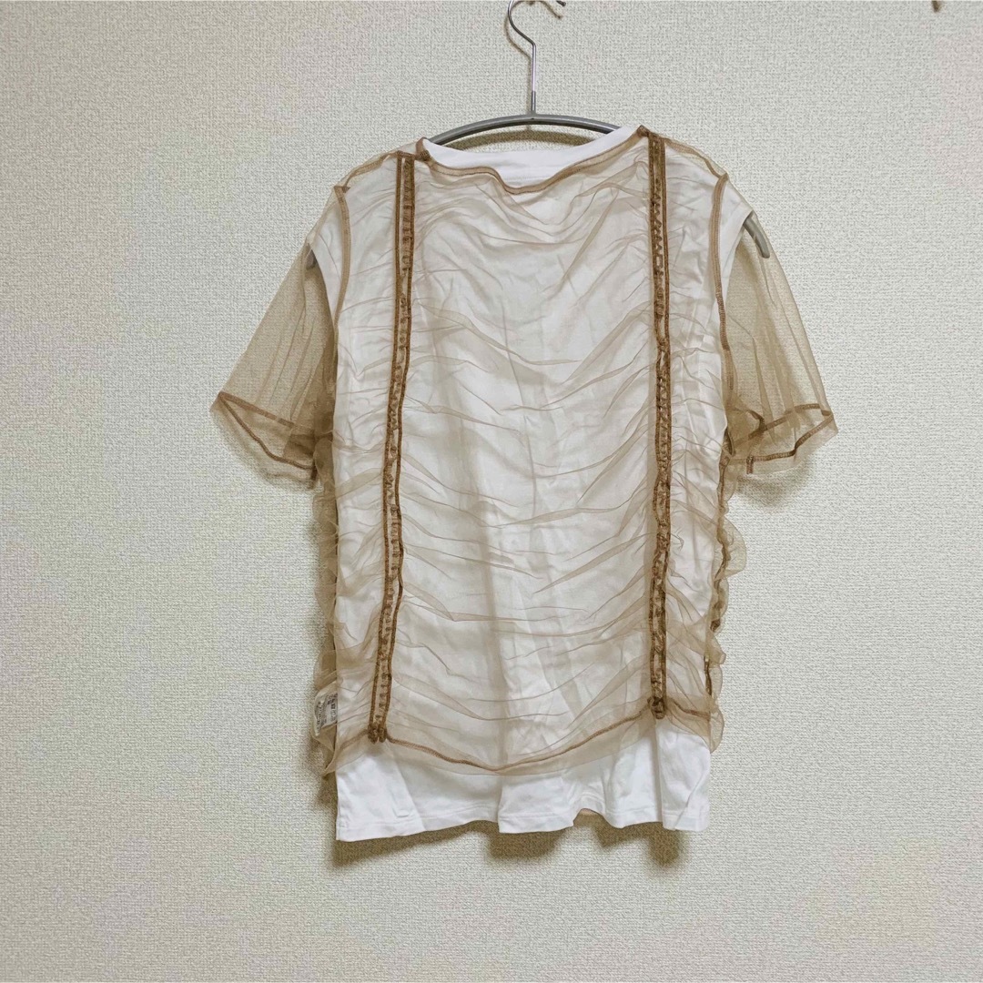 ameri vintage SHIRRING SHEER LAYERED TEE