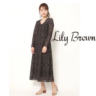 Lily Brown 起毛レースワンピース 黒