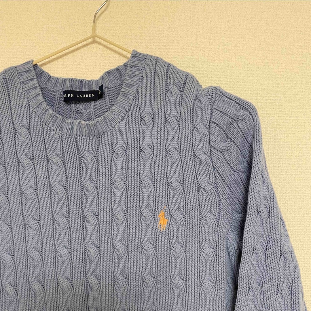 Ralph Lauren(ラルフローレン)のラルフローレン　ニット　ロゴ刺繍　ブルー レディースのトップス(ニット/セーター)の商品写真
