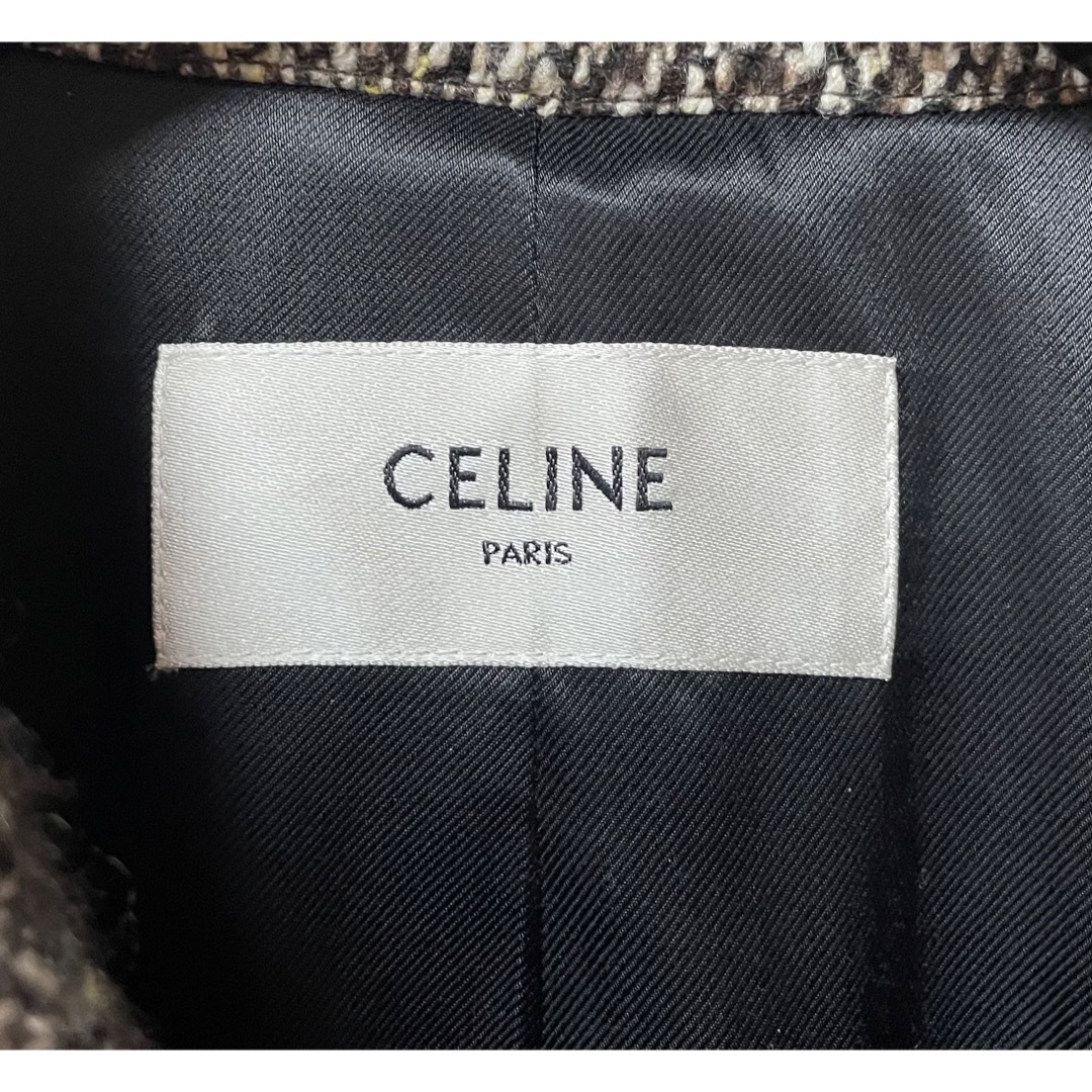 celine セリーヌ　ヘリンボーン柄　ダブル　チェスターコート ロングコート