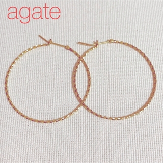 アガット(agete)のagate  ツイストフープピアス　4×4 (ピアス)