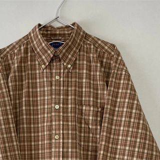 古着 90s J.crew 長袖BDシャツ チェック ブラウン カーキ