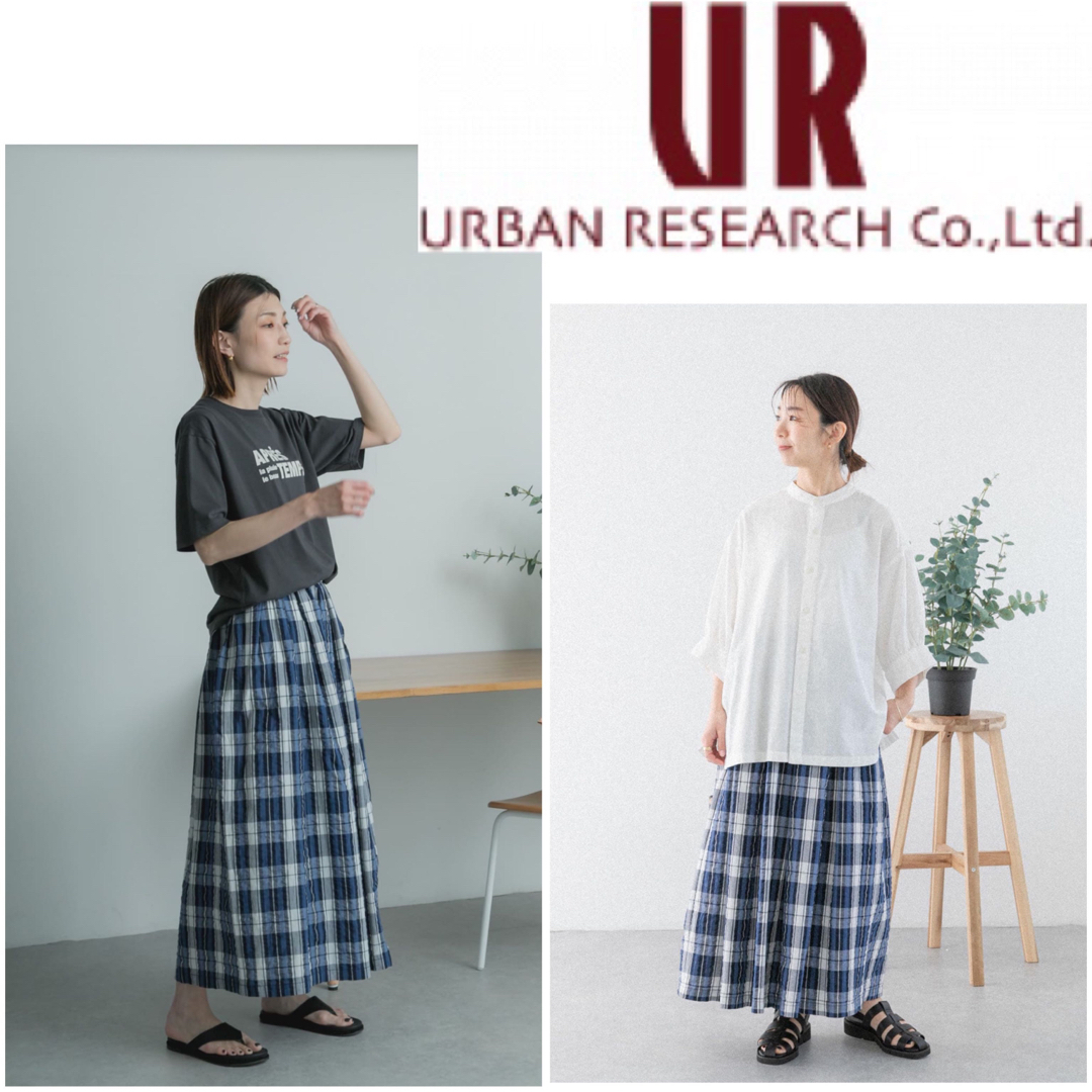 URBAN RESEARCH DOORS(アーバンリサーチドアーズ)のDOORS FORK&SPOON サッカーチェックスカート フレアスカート レディースのスカート(ロングスカート)の商品写真