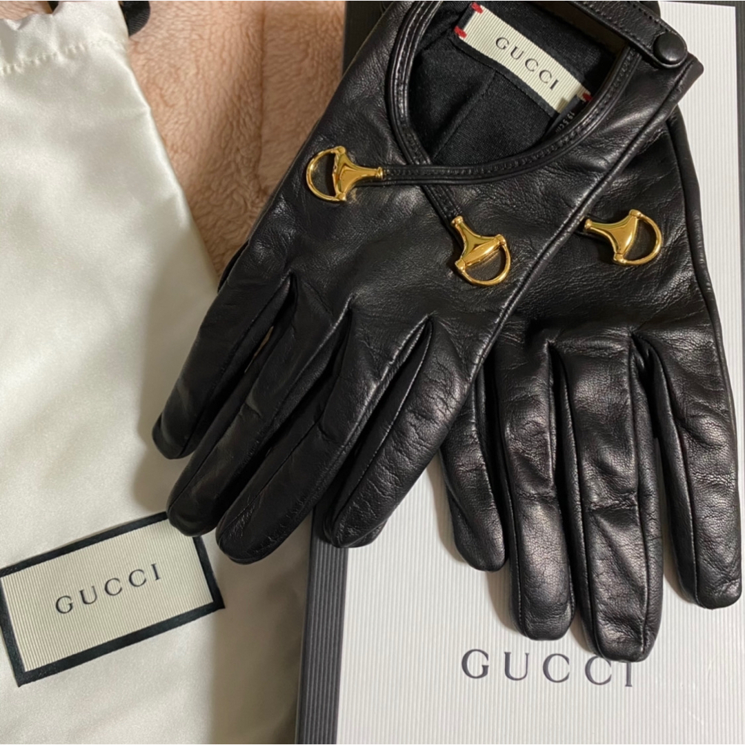 Gucci - GUCCI グッチ レザーグローブ 手袋 レディース ホースビット