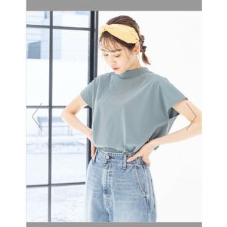 グローバルワーク(GLOBAL WORK)の☆新品タグ付！☆GLOBAL WORK快適ハイネックフレンチＭ アッシュグリーン(カットソー(半袖/袖なし))