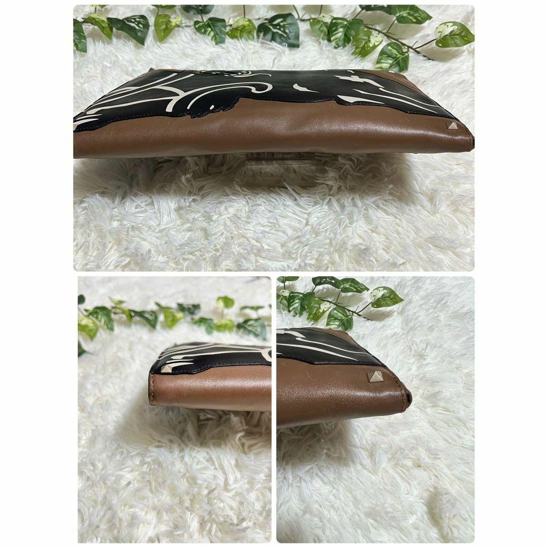 【幻の一品】バレンティノ 豹モチーフ 本革 セカンドバッグ パンサー スタッズ