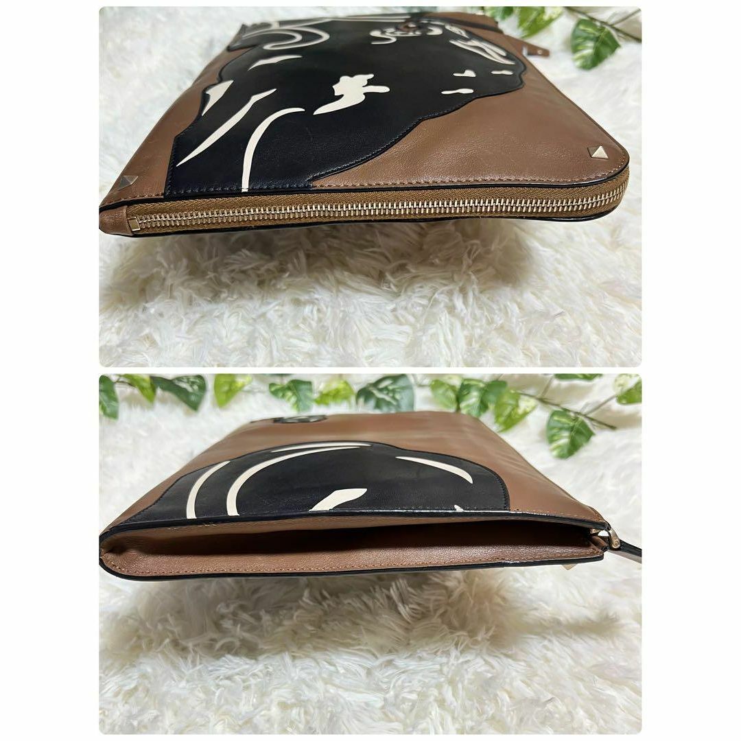 【幻の一品】バレンティノ 豹モチーフ 本革 セカンドバッグ パンサー スタッズ