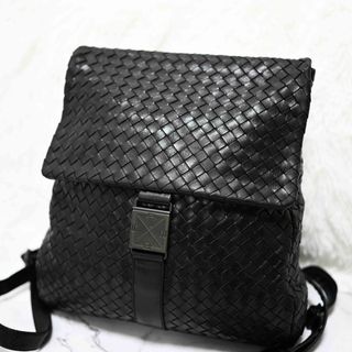 ボッテガヴェネタ(Bottega Veneta)のヴィンテージ　ボッテガヴェネタ　リュック　イントレチャート　レザー　ブラック(バッグパック/リュック)