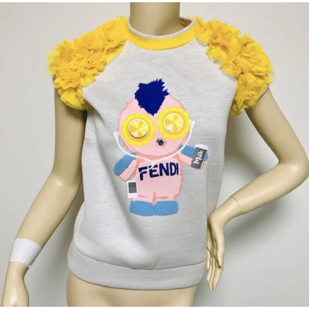 FENDI フェンディ バッグバグズ ジップ半袖Tシャツ カットソー FY0910 A4PZ ホワイト