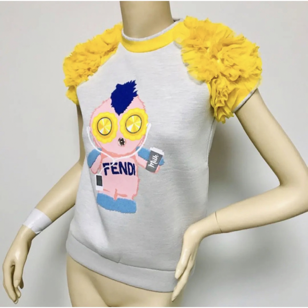 FENDI フェンディ バッグバグズ ジップ半袖Tシャツ カットソー FY0910 A4PZ ホワイト