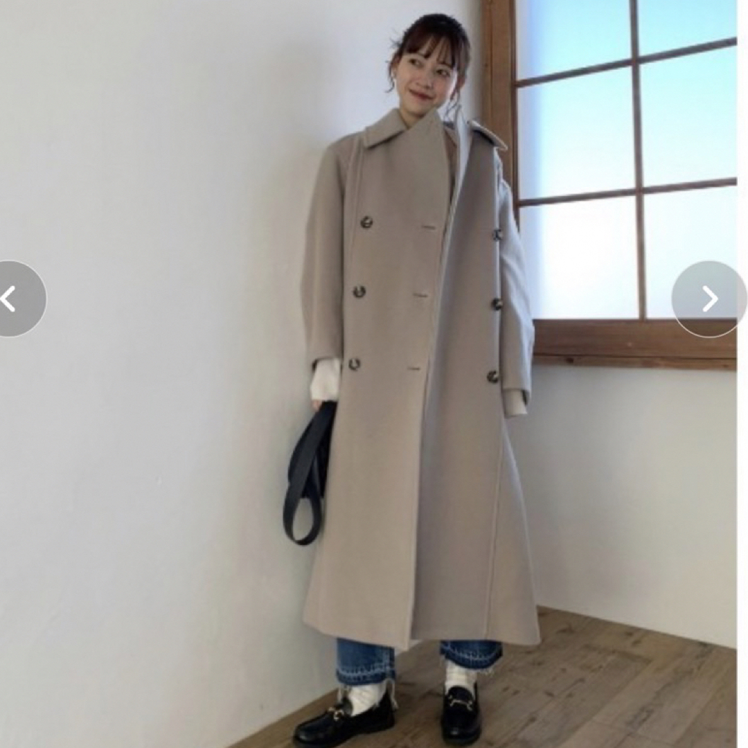 snidel 22AW 定価4.7万 ウエストフィットロングコート グレー+