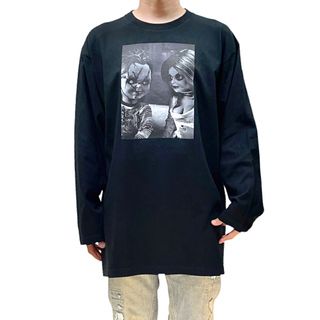 新品 チャイルドプレイ チャッキーの花嫁 ホラー映画 人形カップル ビッグロンT(Tシャツ/カットソー(七分/長袖))