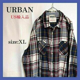 超ビッグサイズ US古着 URBAN ネルシャツ マルチカラーチェック XL(シャツ)