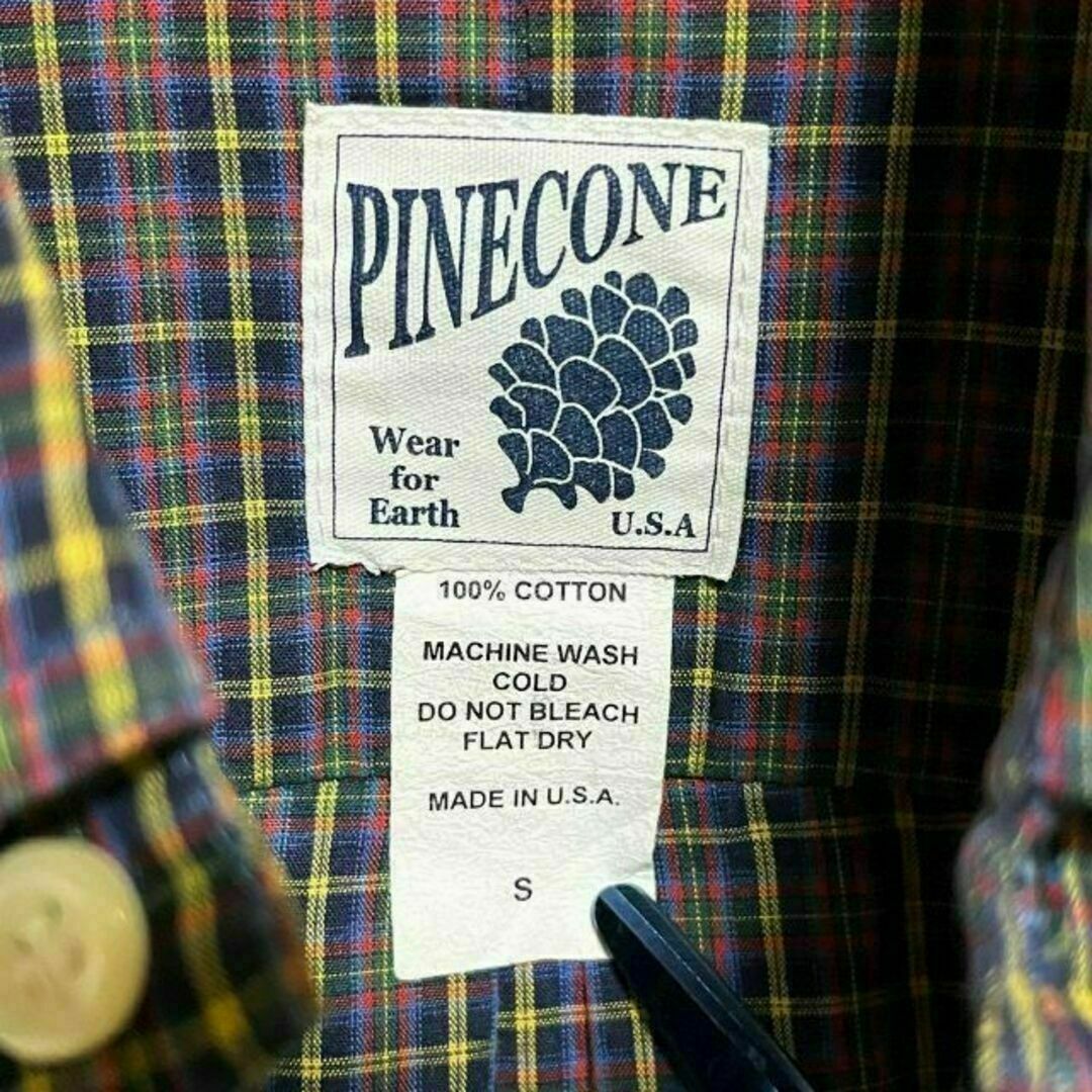 USA製 古着 PINECONE ボタンダウンシャツ マルチカラーチェック柄 S メンズのトップス(シャツ)の商品写真