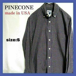 USA製 古着 PINECONE ボタンダウンシャツ マルチカラーチェック柄 S(シャツ)