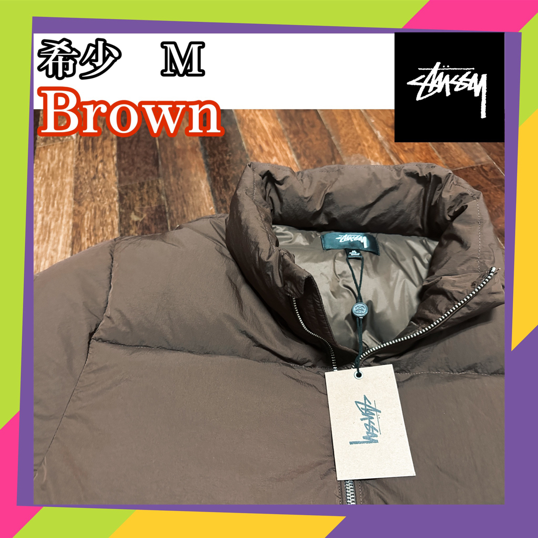 STUSSY RIPSTOP DOWN PUFFER JACKET Brown - ダウンジャケット