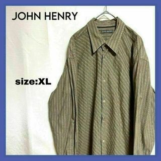 JOHN HENRY ストライプ シャツ 長袖 コットン XL ゆるダボ(シャツ)